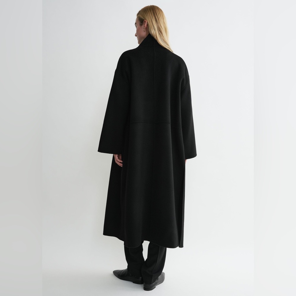 New Toteme Signature Wool Cashmere Coat In Black Size Medium - Picture 3 of 14